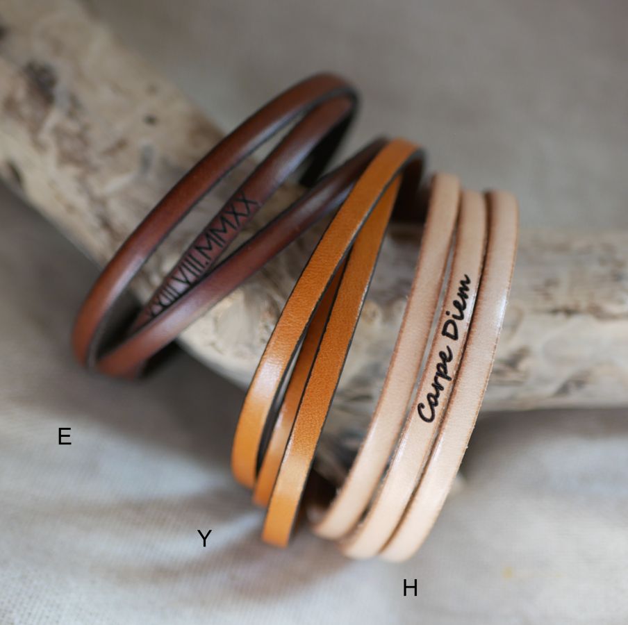 Pulseira de tornozelo de couro fino personalizável 3 voltas