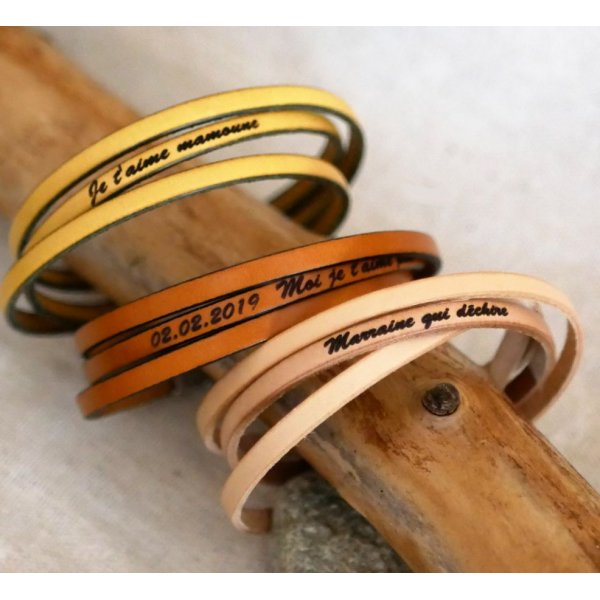 Pulseira de tornozelo de couro fino personaliz&aacute;vel 3 voltas