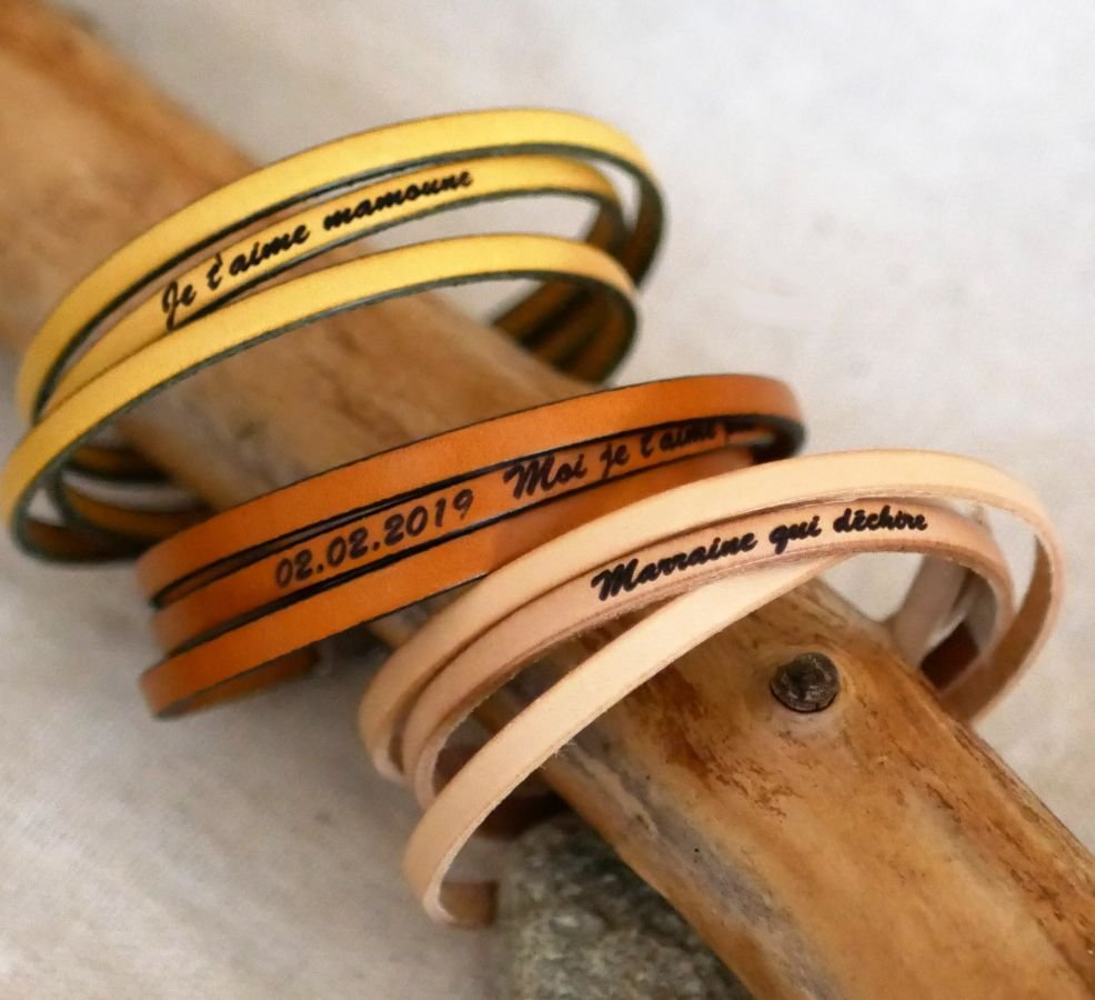 Pulseira de tornozelo de couro fino personalizável 3 voltas