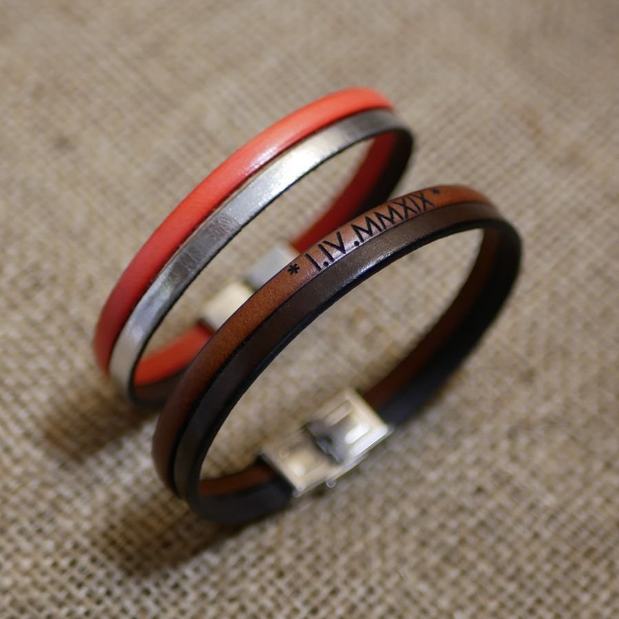 Correia personalizável de couro de cor dupla para homens e mulheres