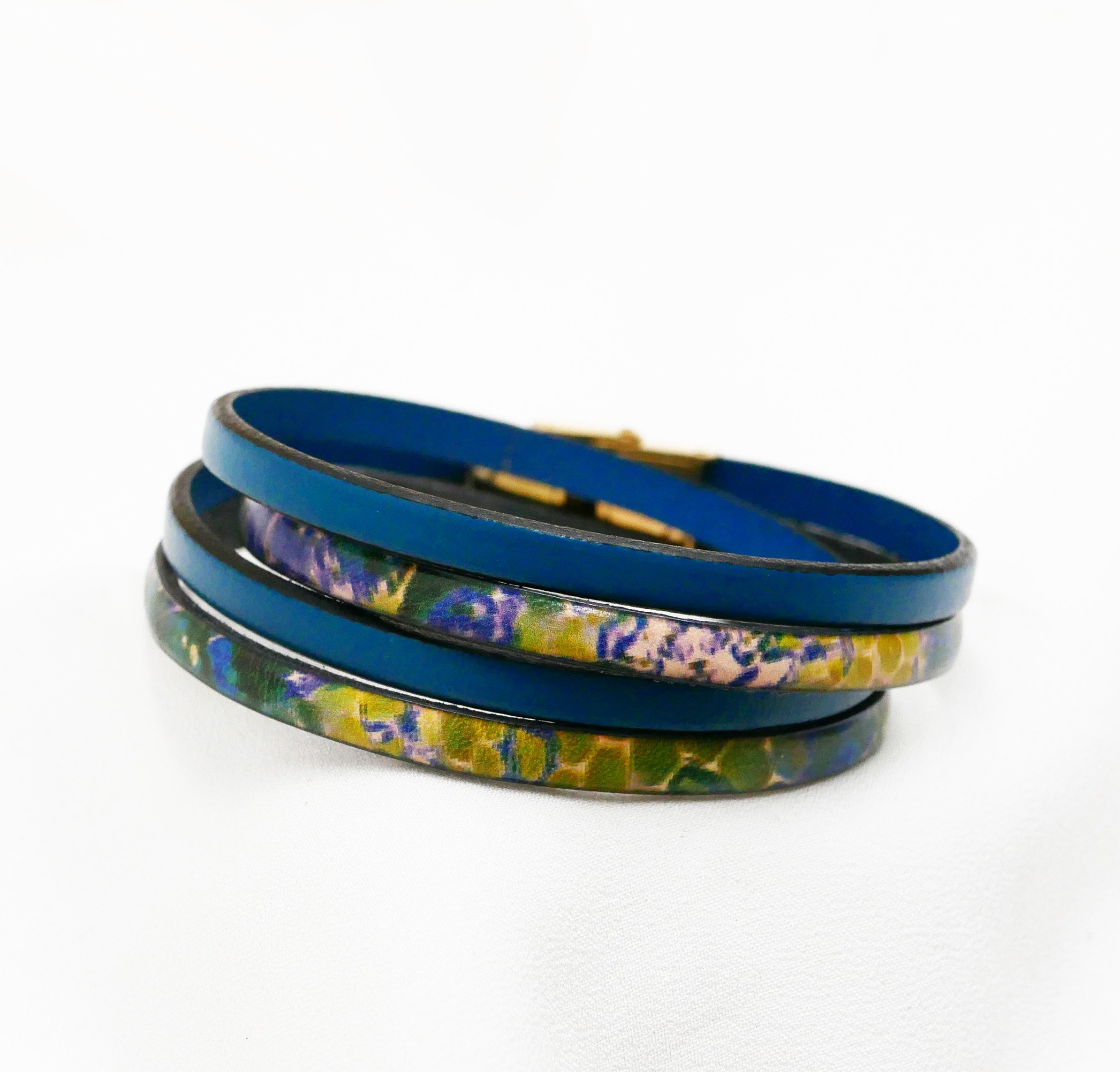 Pulseira de couro com impressão impressionista para personalizar