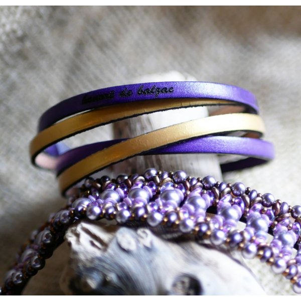 Pulseira dupla de couro em duo para ser personalizada por grava&ccedil;&atilde;o