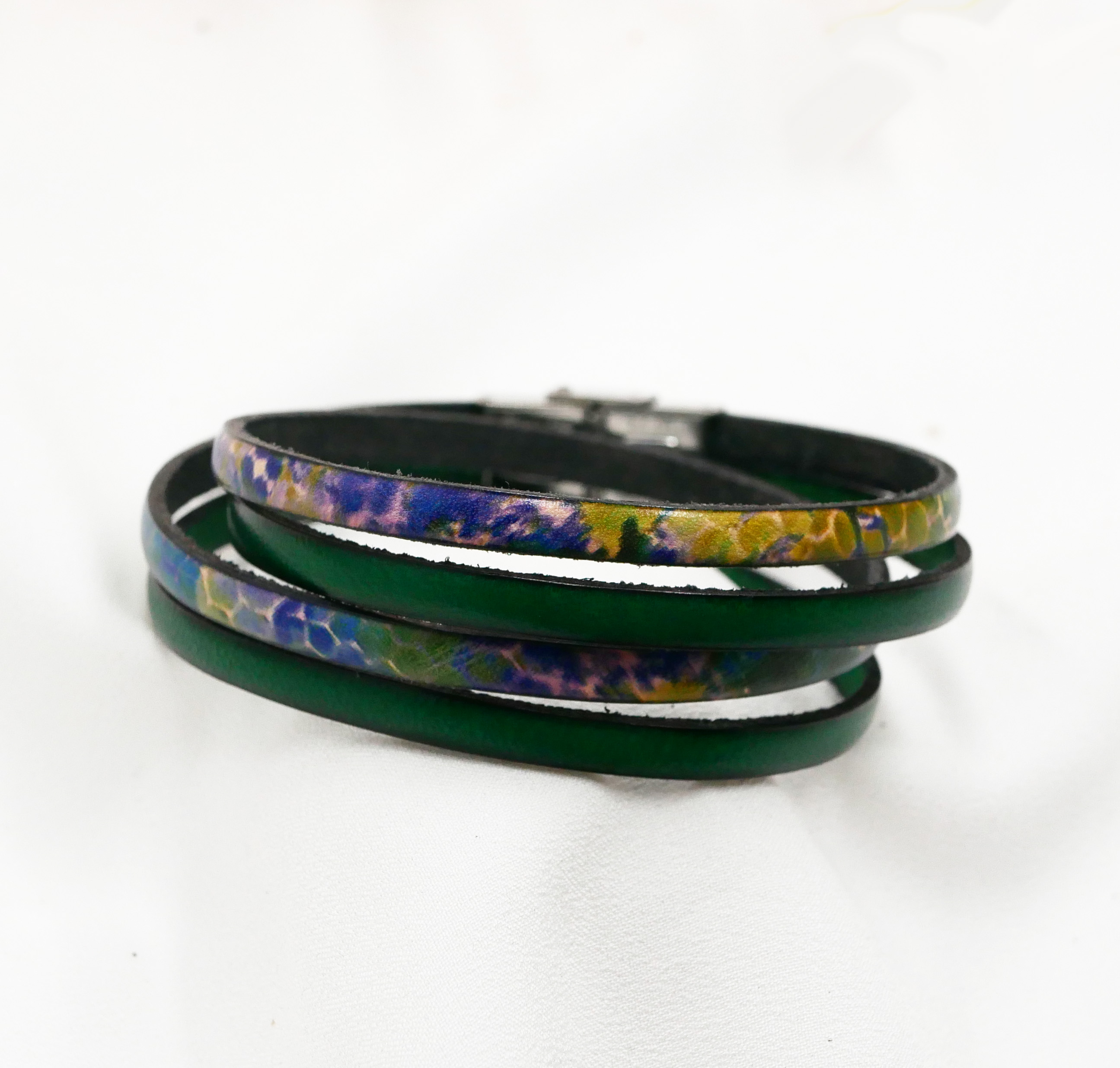 Pulseira de couro com impressão impressionista para personalizar