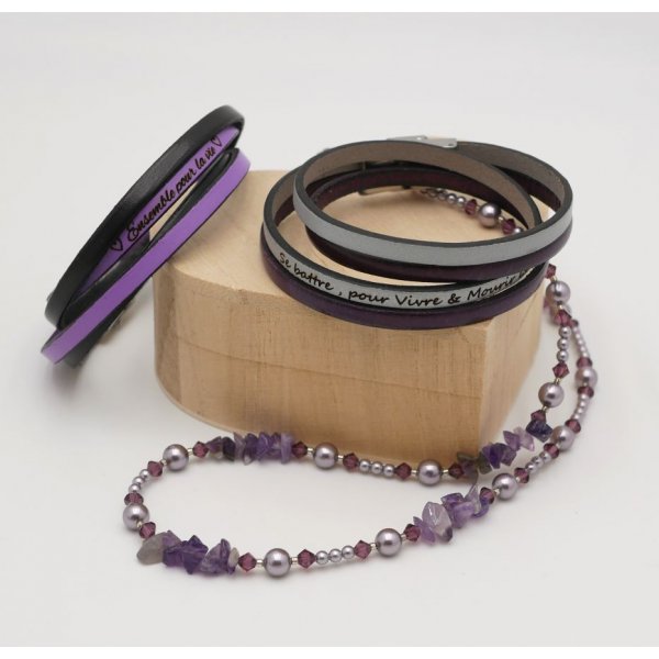 Pulseira dupla de couro em duo para ser personalizada por grava&ccedil;&atilde;o