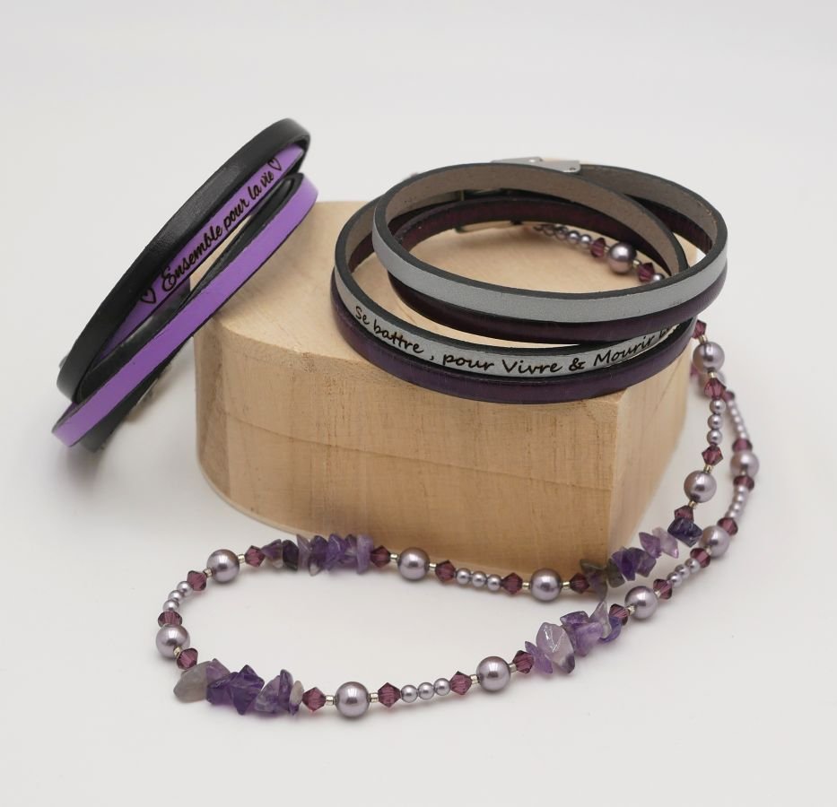 Pulseira dupla de couro em duo para ser personalizada por gravação
