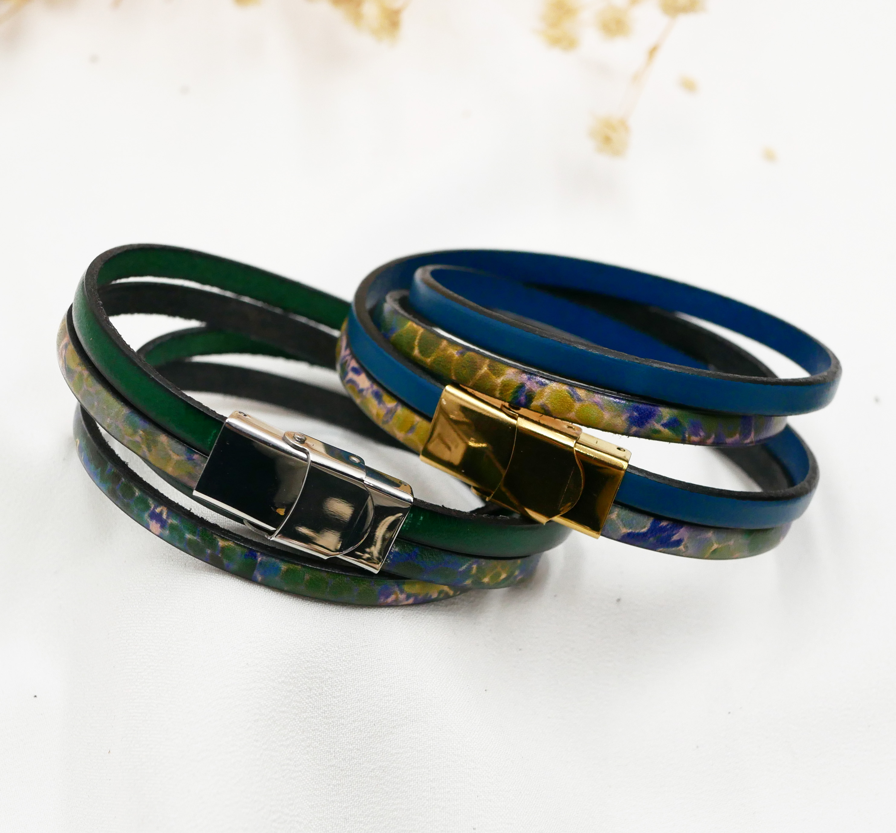 Pulseira de couro com impressão impressionista para personalizar