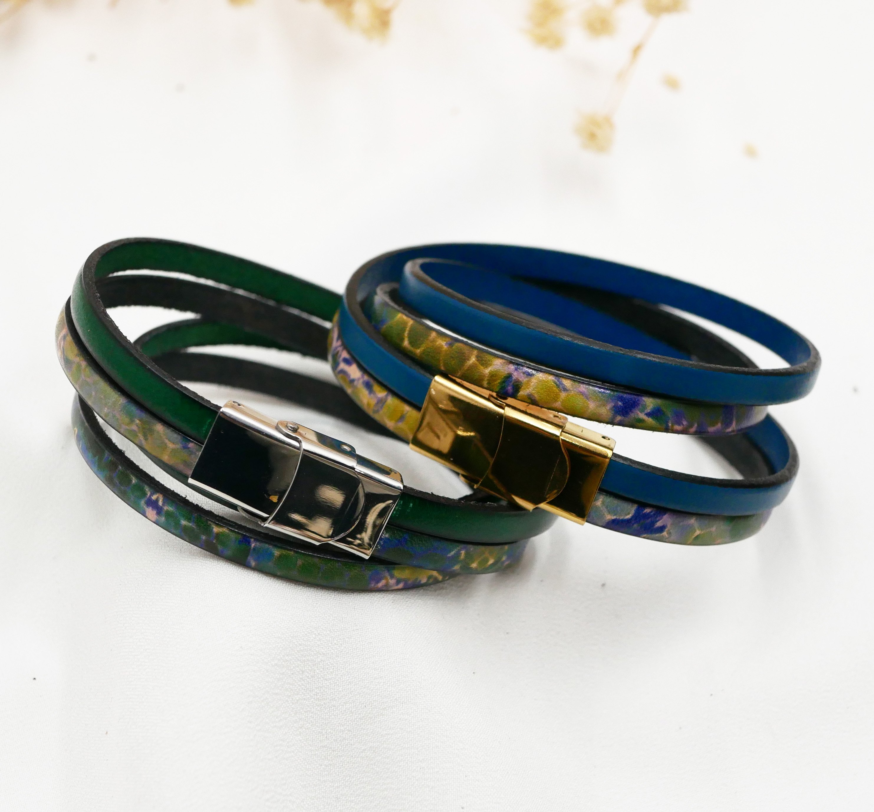 Pulseira de couro com impressão impressionista para personalizar