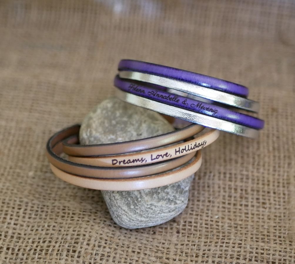 Pulseira em pele com fecho magnético étnico para personalizar