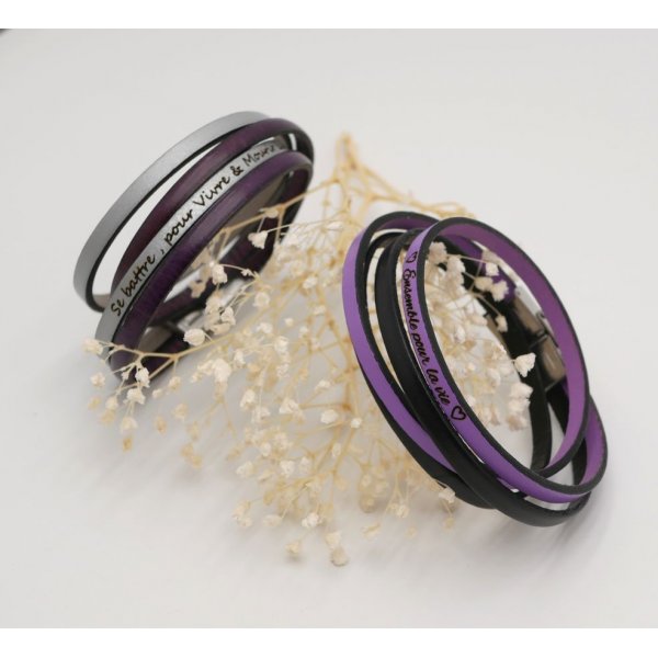 Pulseira dupla de couro em duo para ser personalizada por grava&ccedil;&atilde;o