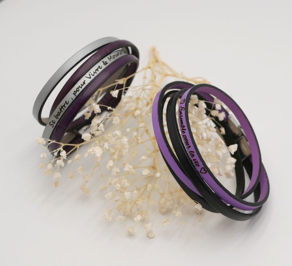 Pulseira dupla de couro em duo para ser personalizada por gravação