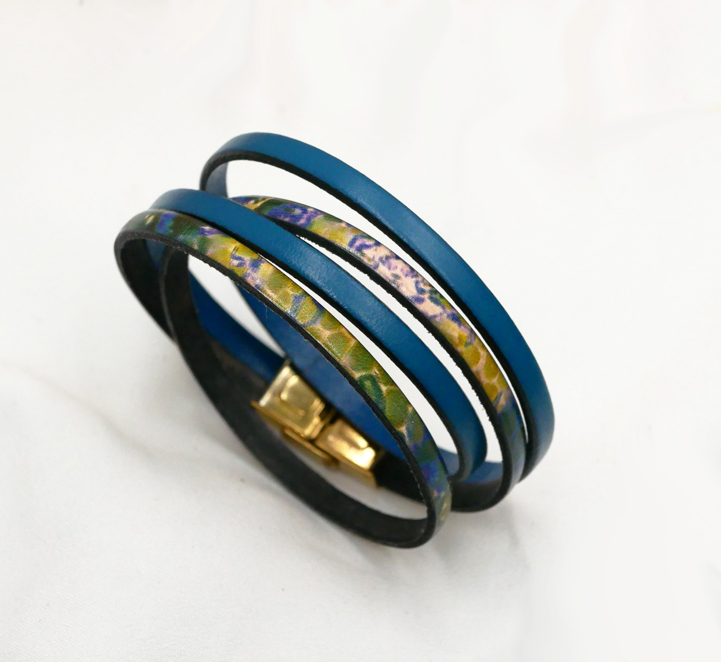 Pulseira de couro com impressão impressionista para personalizar