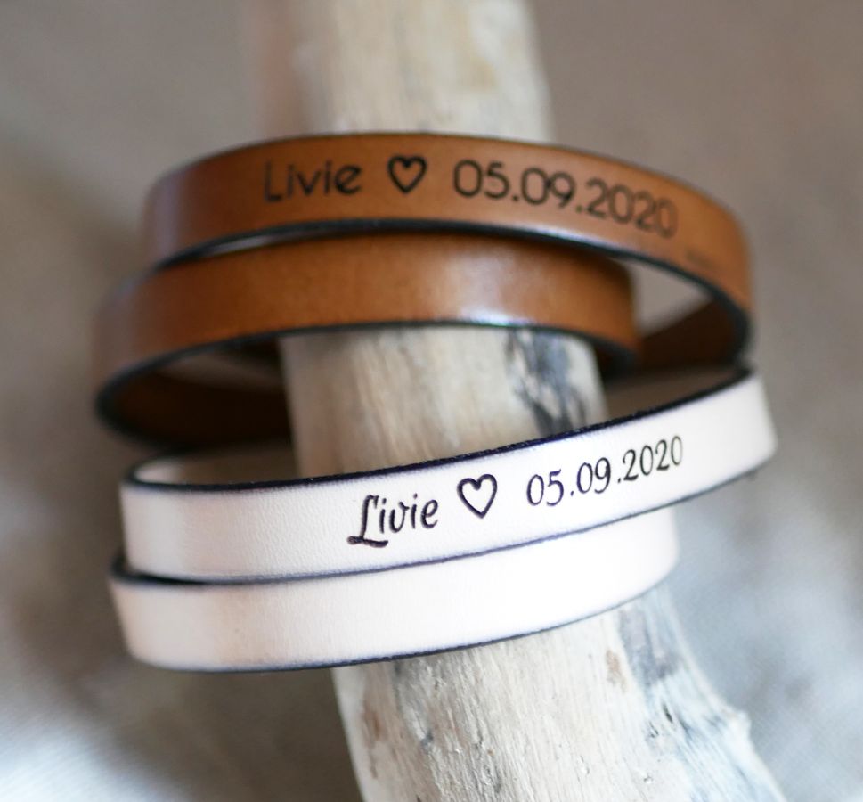 Pulseira de couro de dupla volta do papá personalizável por gravação