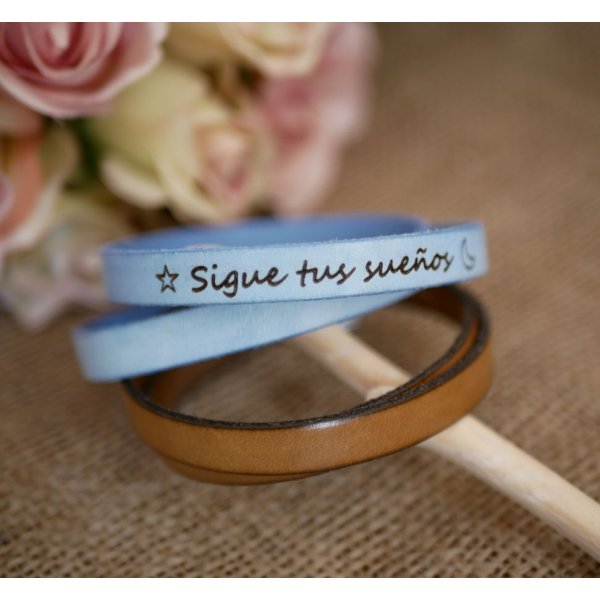 Pulseira de couro de dupla volta do pap&aacute; personaliz&aacute;vel por grava&ccedil;&atilde;o