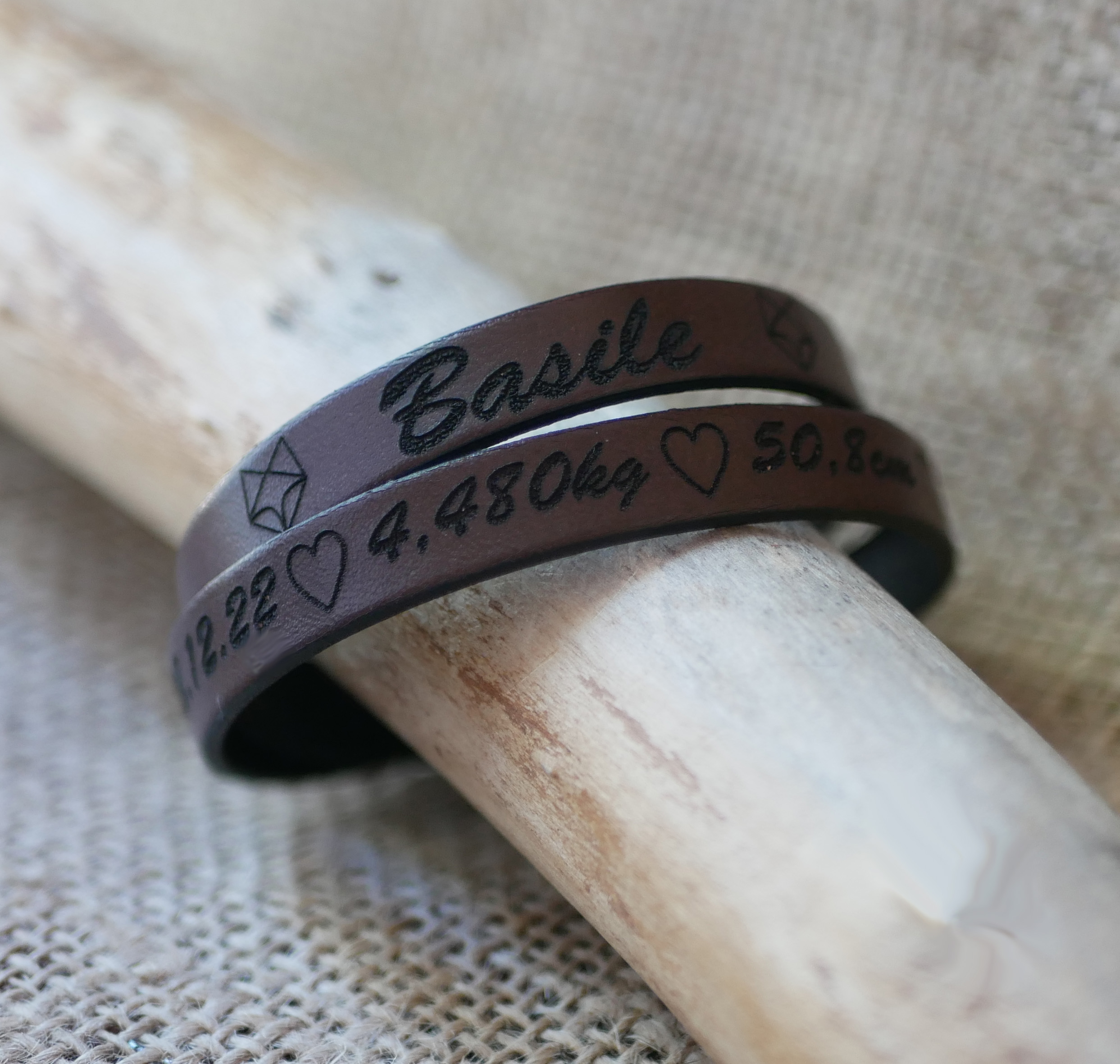 Pulseira de couro de dupla volta do papá personalizável por gravação
