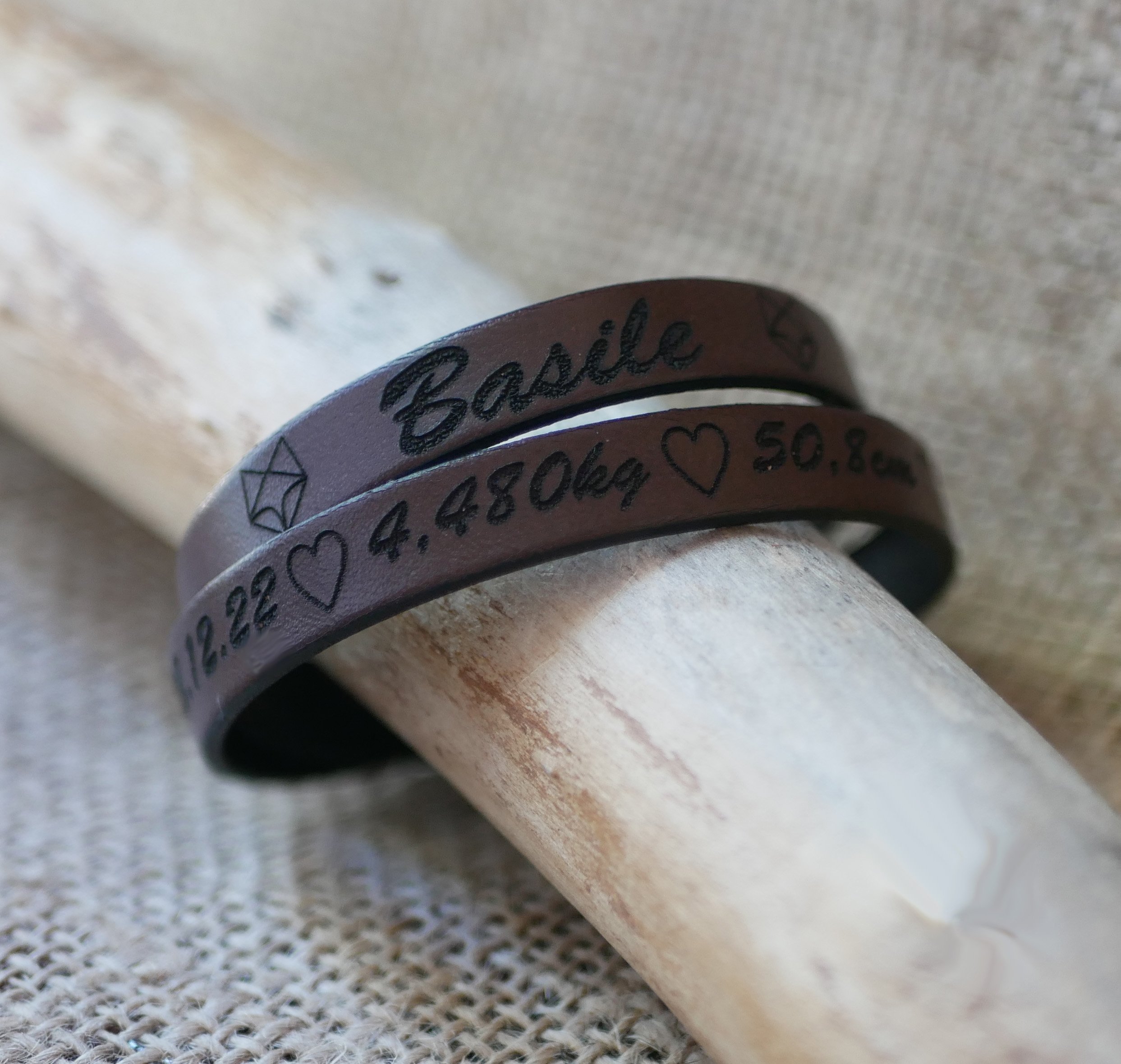 Pulseira de couro de dupla volta do papá personalizável por gravação