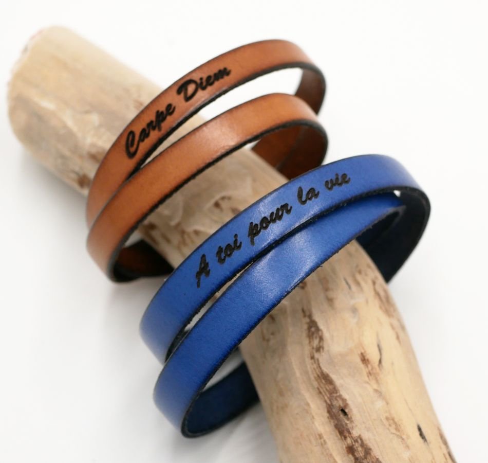 Pulseira de couro de dupla volta do papá personalizável por gravação