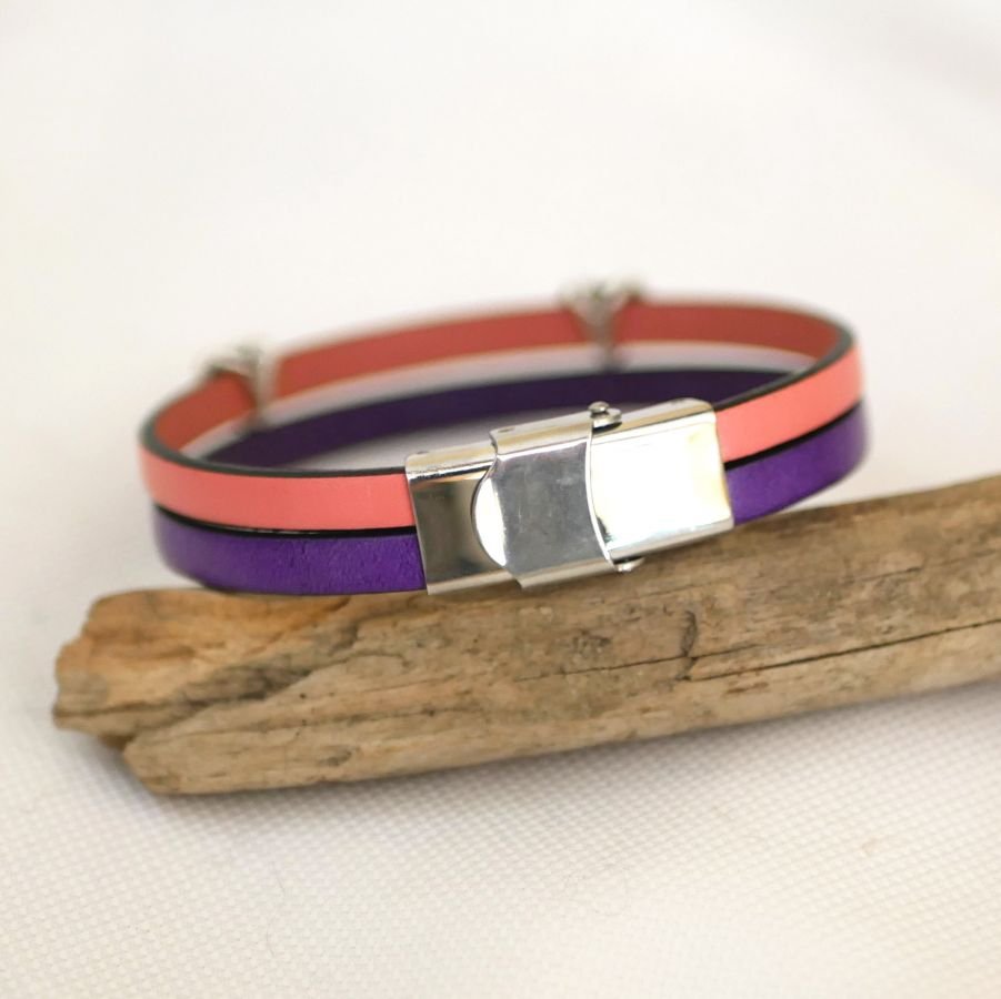 Pulseira de couro em duo com laços em forma de coração, personalizável para mulheres 