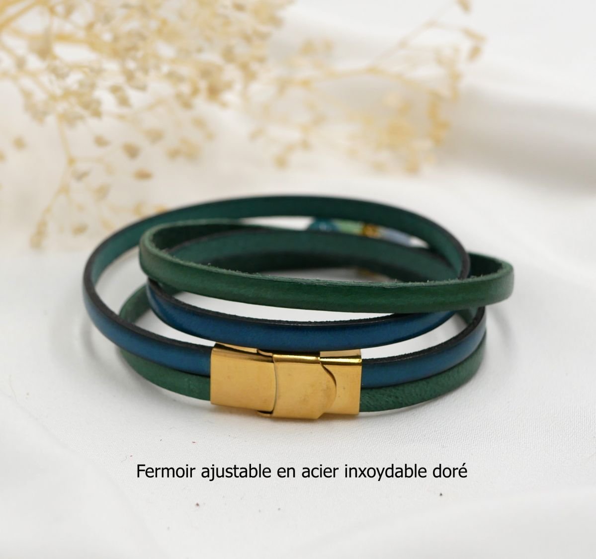 Pulseira duo de couro com pingente de pérolas para ser personalizada