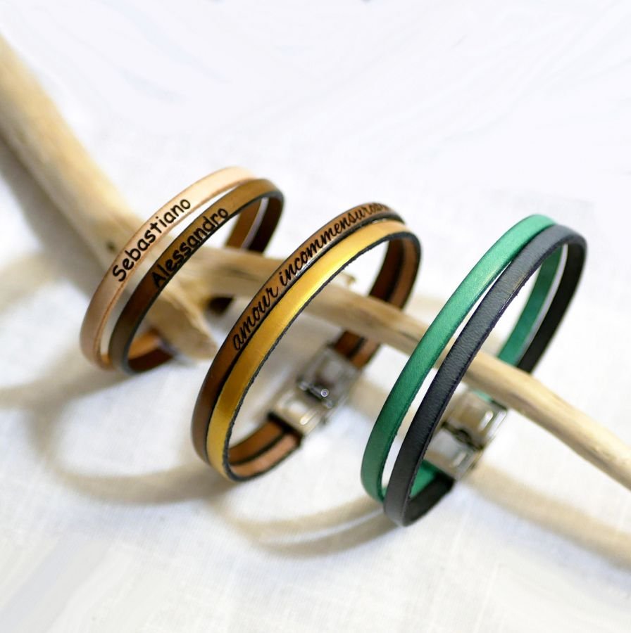 Correia personalizável de couro de cor dupla para homens e mulheres