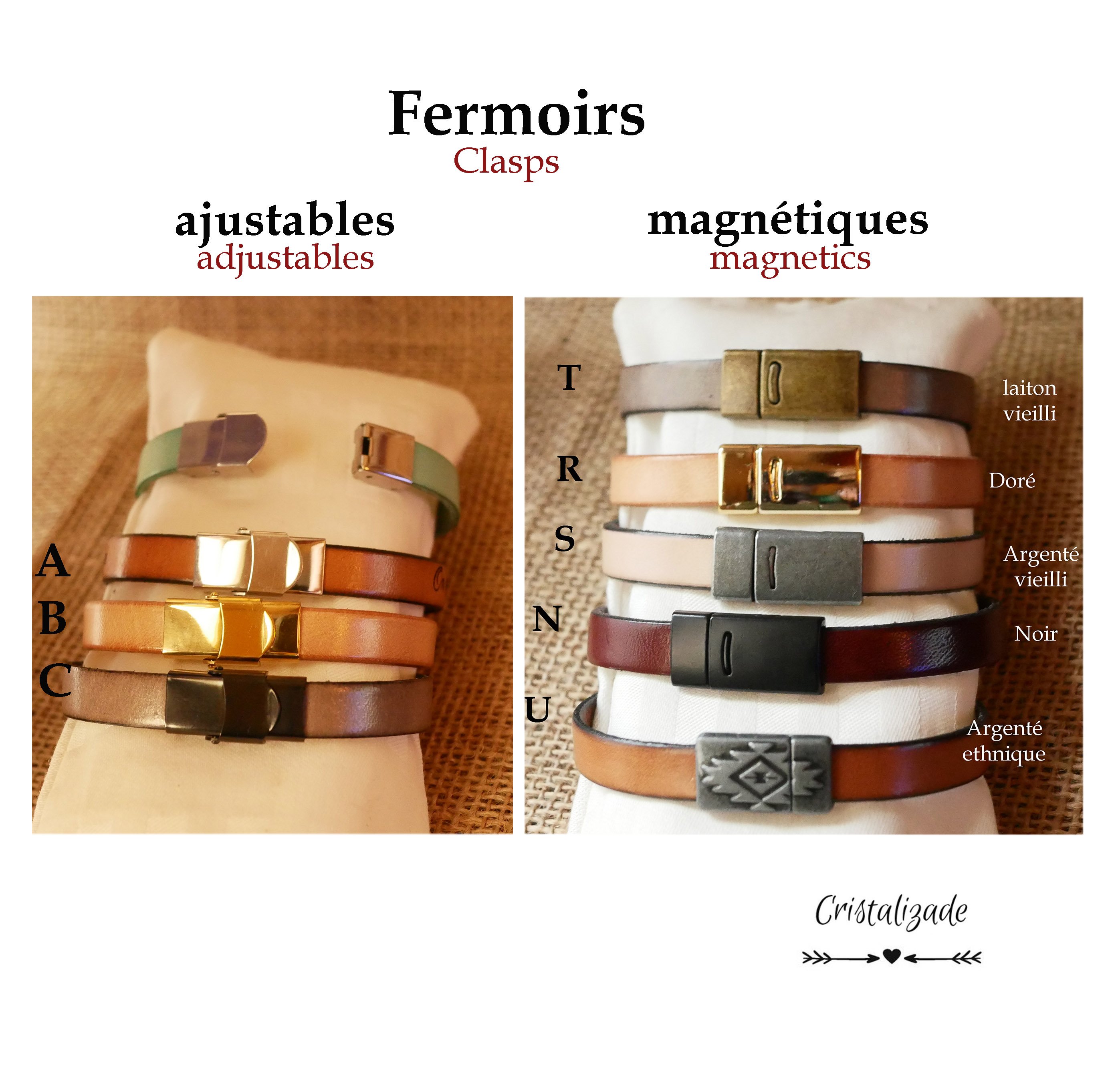 Pulseira de couro gravada personalizada para mulher