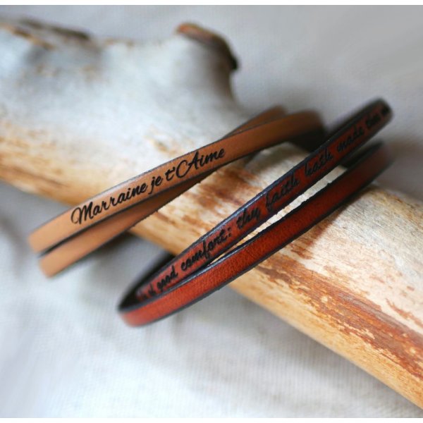 Pulseira de couro de 2 voltas para homens ou mulheres para personalizar