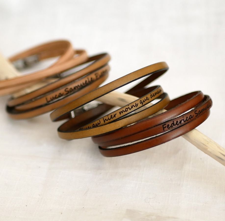 Pulseira personalizada de couro de 3 voltas para homens ou mulheres