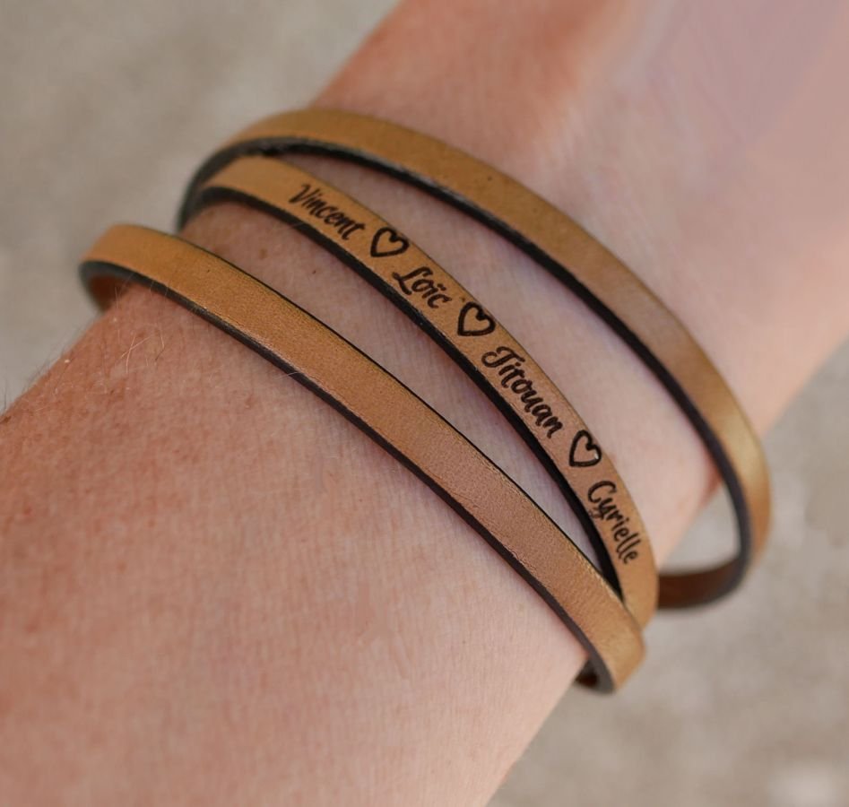 Pulseira personalizada de couro de 3 voltas para mulheres