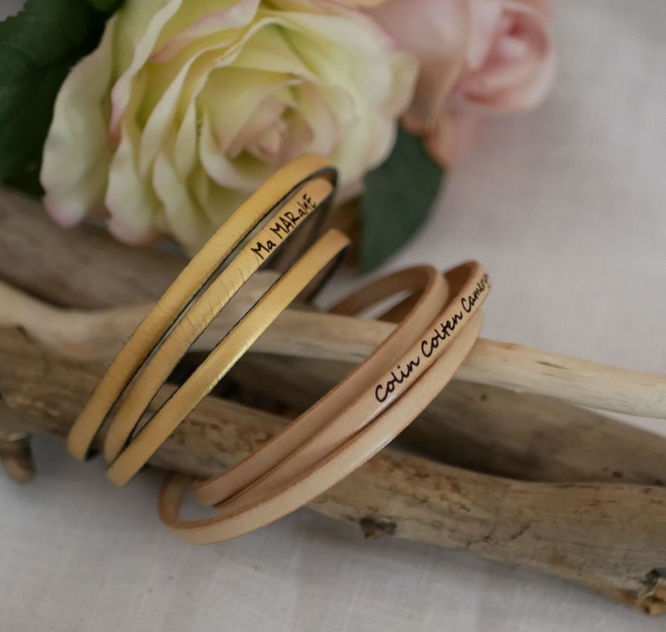 Pulseira personalizada de couro de 3 voltas para mulheres