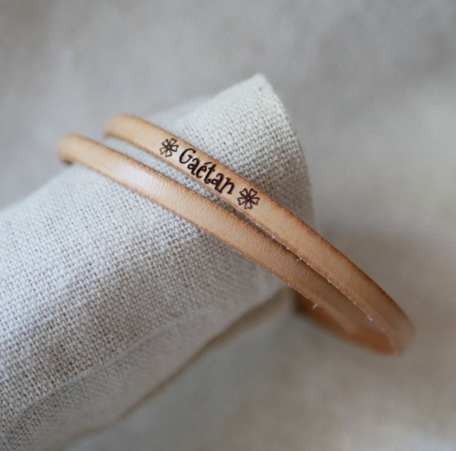 Pulseira de couro de 2 voltas para homens ou mulheres para personalizar