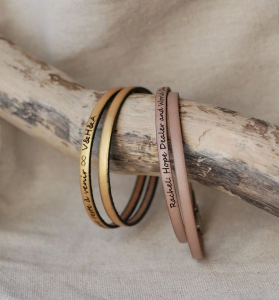 Pulseira de couro de 2 voltas para homens ou mulheres para personalizar