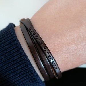 Pulseira personalizada de couro de 3 voltas para homens ou mulheres