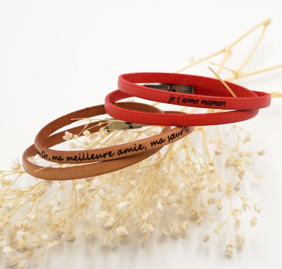 Pulseira de couro de 2 voltas para homens ou mulheres para personalizar