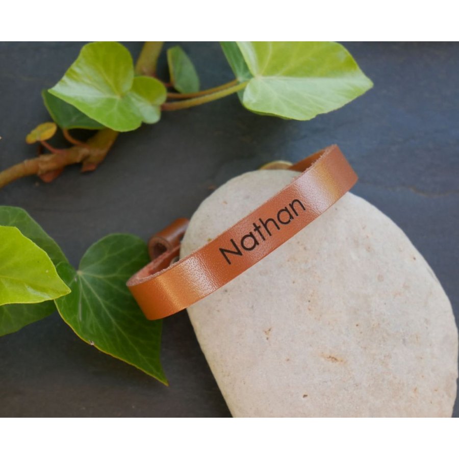 Pulseira de couro gravada de uma só vez para personalizar a criança adulta mista