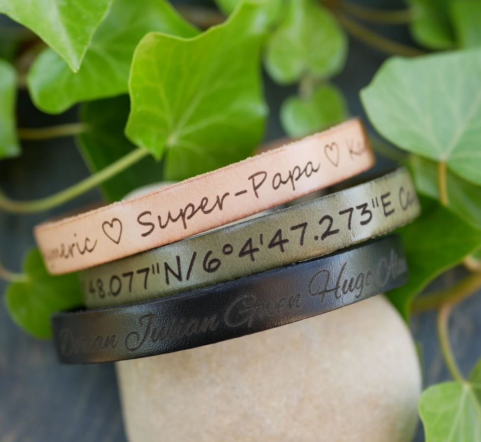 Pulseira de couro com fecho magnético étnico para personalizar