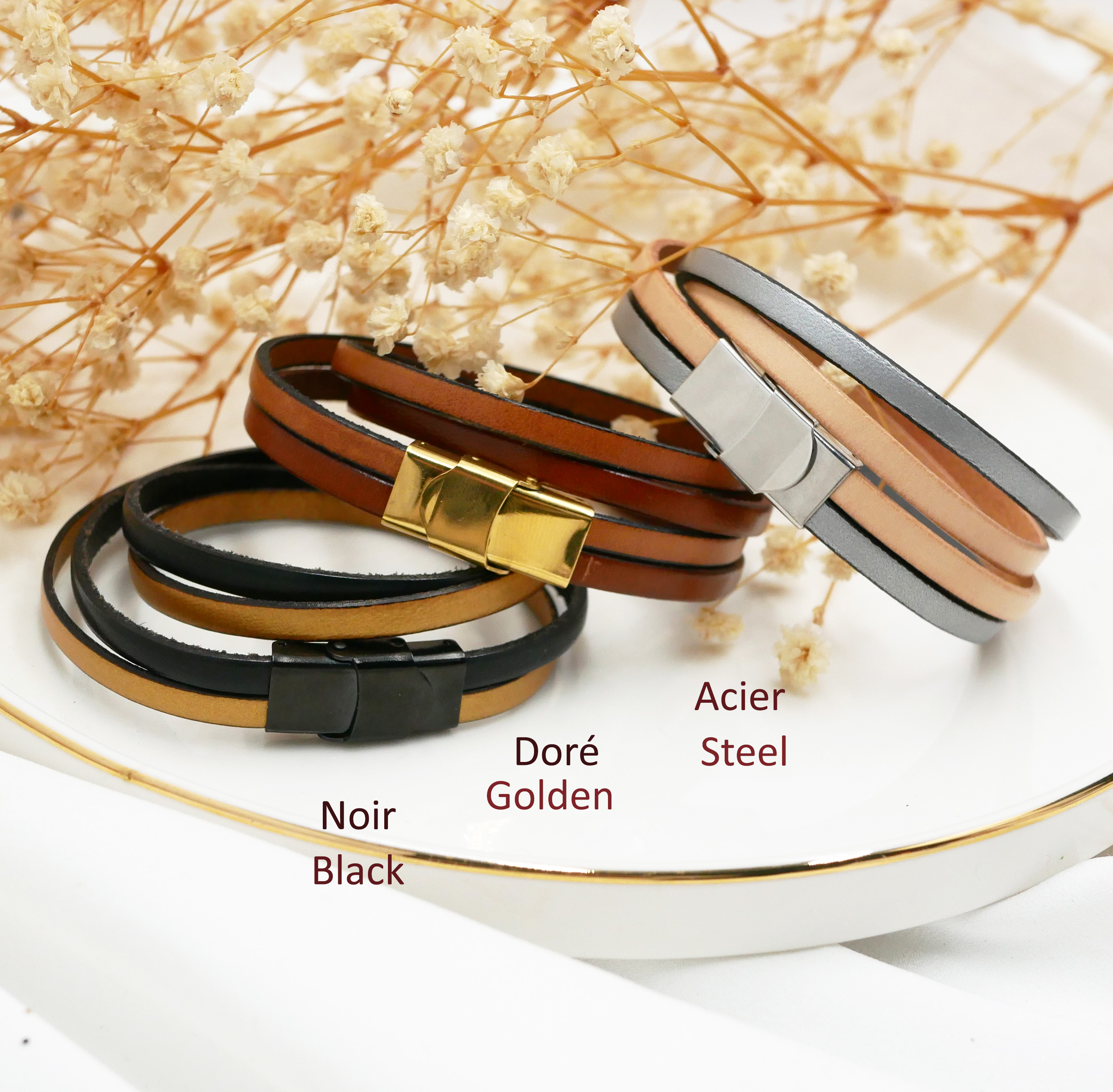Pulseira de couro com impressão impressionista para personalizar
