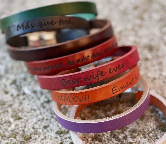 Pulseira mista de couro com fecho ajust&aacute;vel de 9 mm