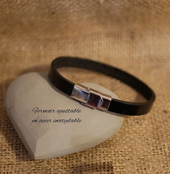 Pulseira mista de couro com fecho ajust&aacute;vel de 9 mm