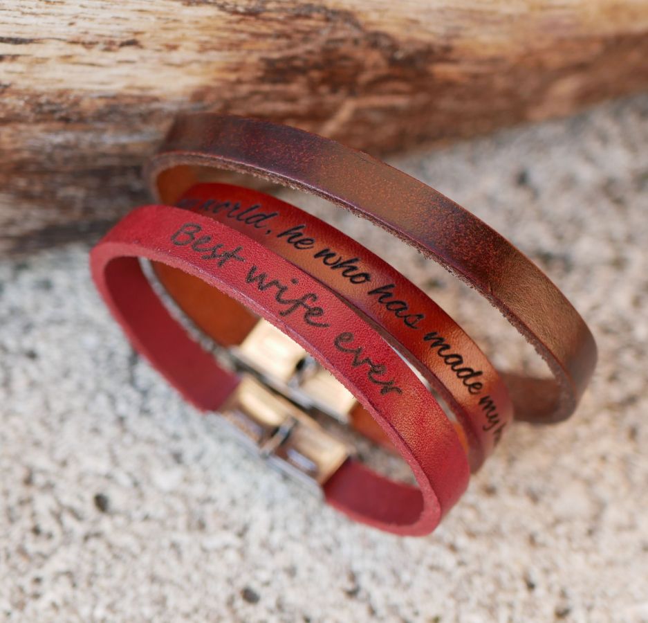 Pulseira mista de couro com fecho ajustável de 9 mm