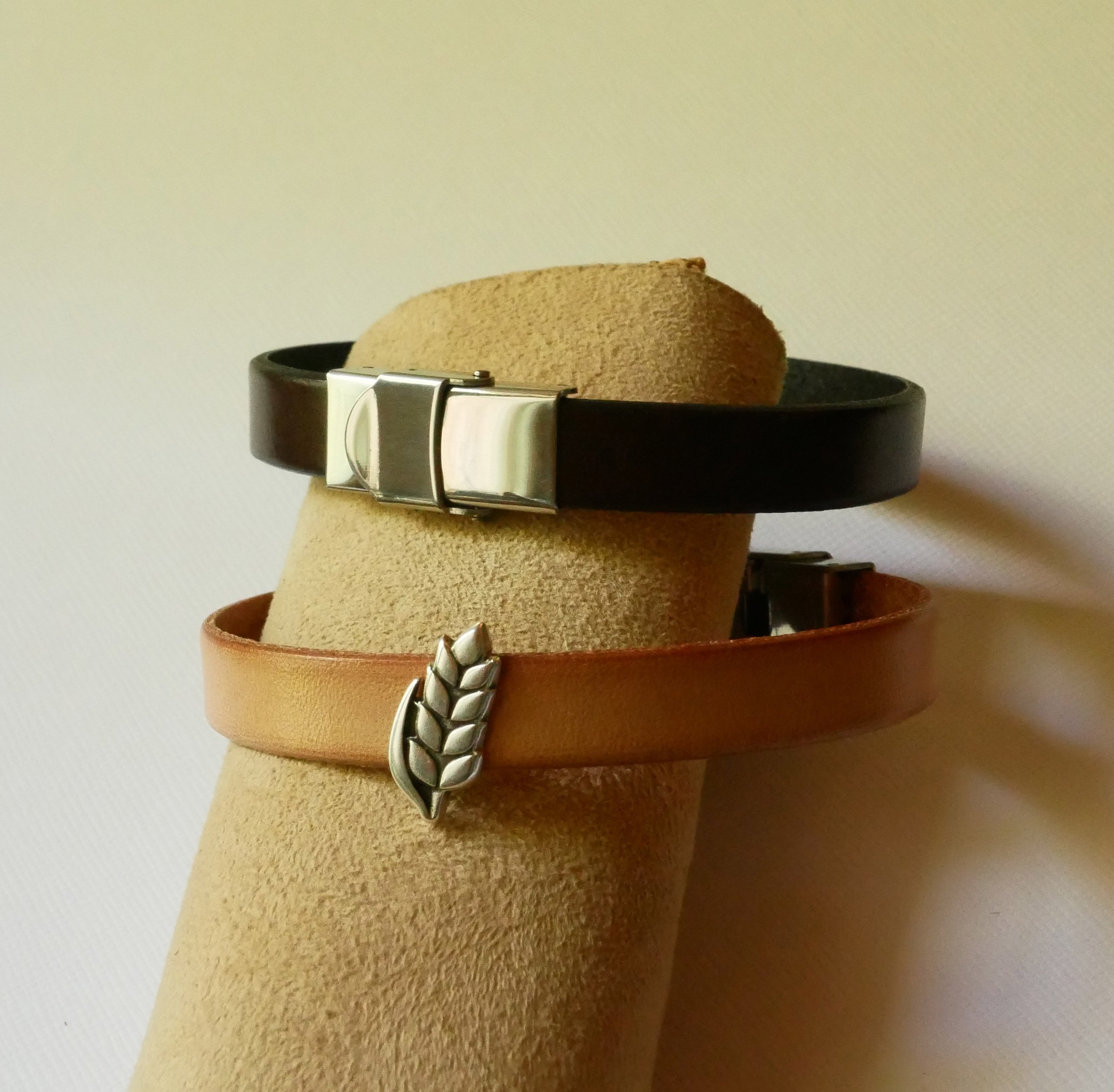Pulseira de couro personalizável e laço Epi de blé, noces de froment para homem e mulher