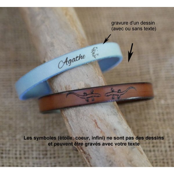 Pulseira personalizada de couro para homens ou mulheres gravada com nomes ou mensagem