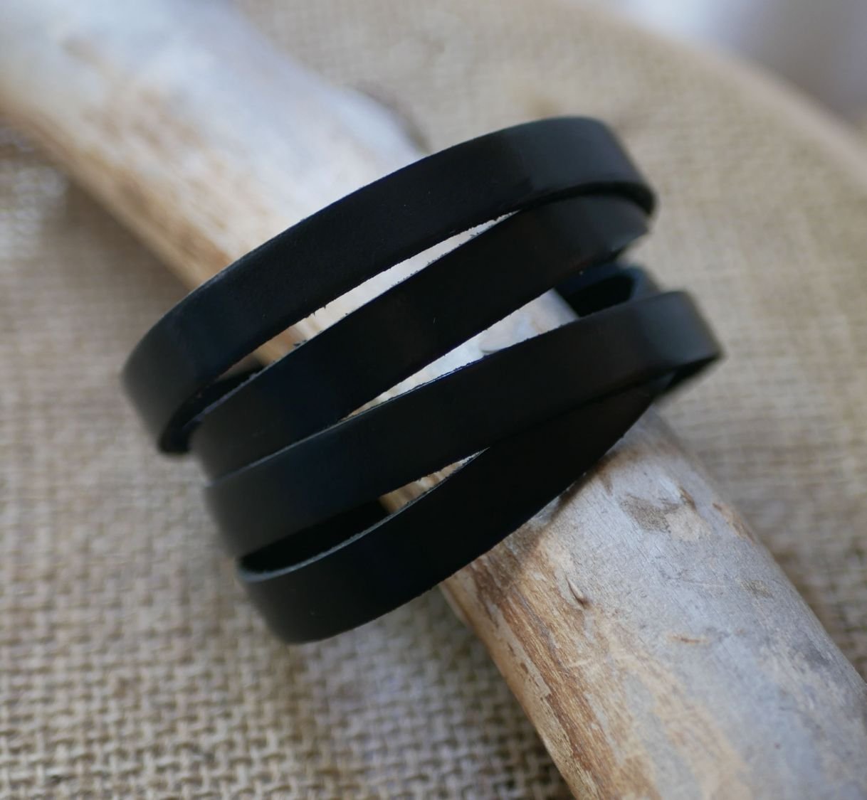 Pulseira de couro para homem com 4 braceletes, personalizável com gravação