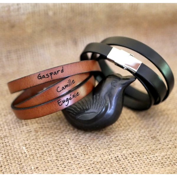 Pulseira de couro triplica o homem ou a mulher para ser personalizado fecho ajust&aacute;vel