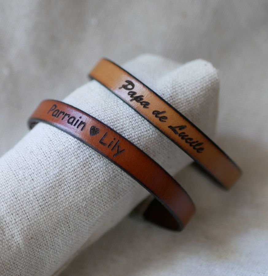 Pulseira em pele para personalizar com gravação Fecho magnético preto