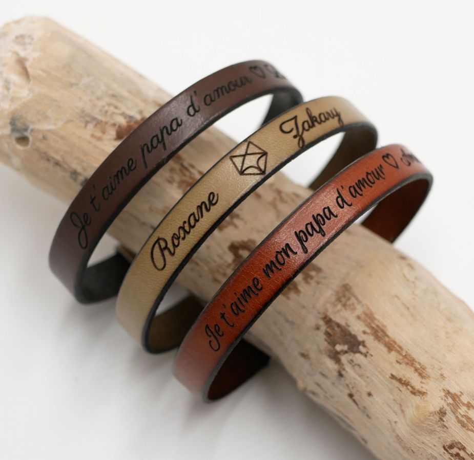 Pulseira em pele para personalizar com gravação Fecho magnético preto