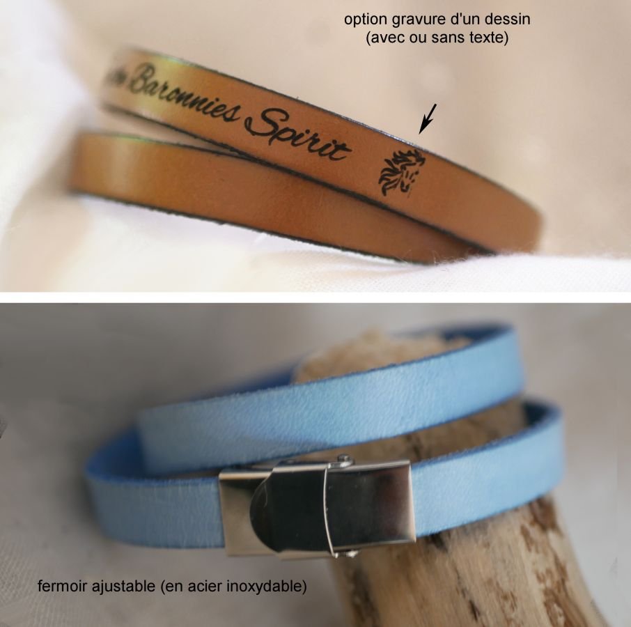 Pulseira dupla de couro com desenho de coração prateado, as suas palavras podem ser gravadas