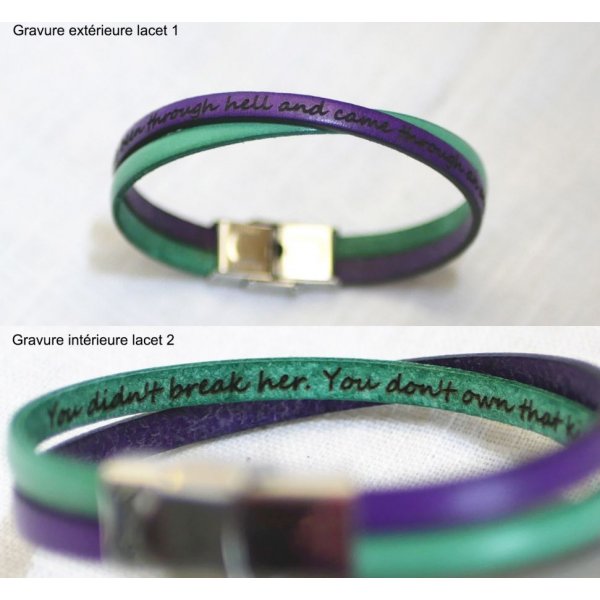 Pulseira duo de couro Twist personaliz&aacute;vel para homens ou mulheres