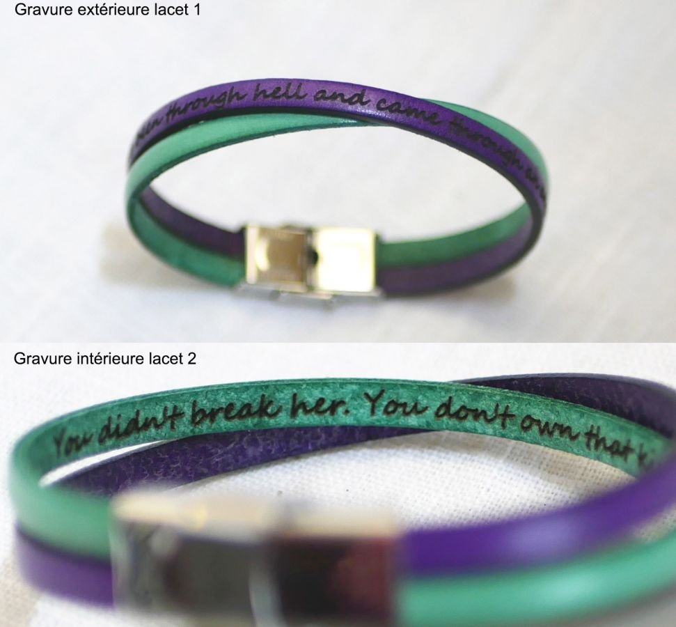 Pulseira dupla em pele cruzada personalizada para rapariga ou mulher 