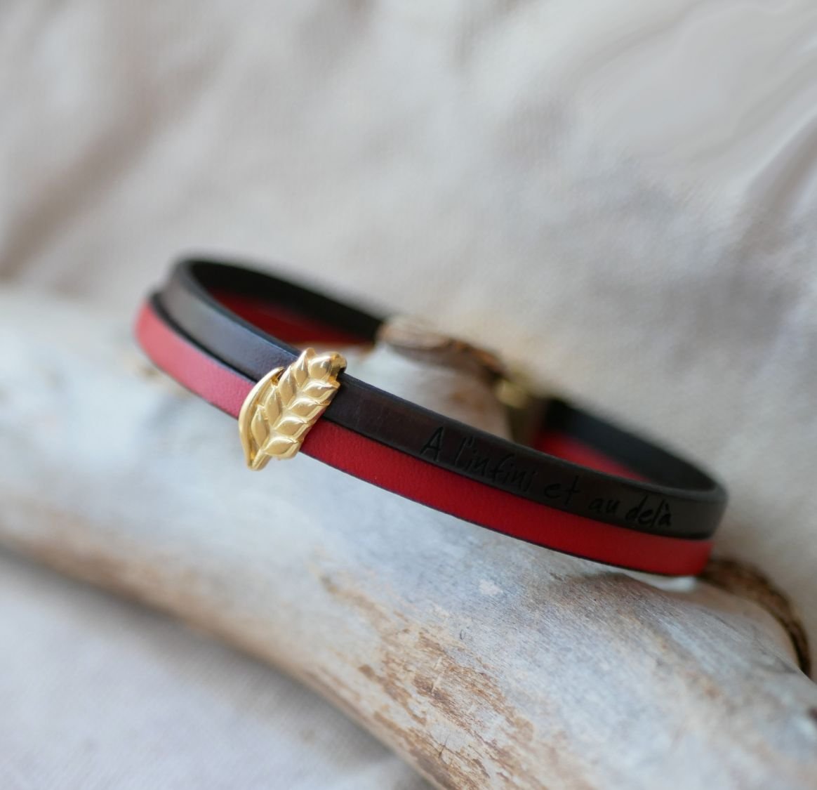 Pulseira dupla de couro e laço de espiga de trigo dourado, personalizável, presente de casamento para mulheres