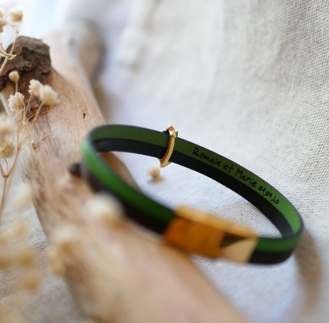 Pulseira dupla de couro e laço de espiga de trigo dourado, personalizável, presente de casamento para mulheres