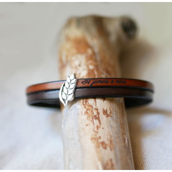 Pulseira dupla de couro e la&ccedil;o de espiga de trigo personaliz&aacute;vel, casamento de homem e mulher de trigo